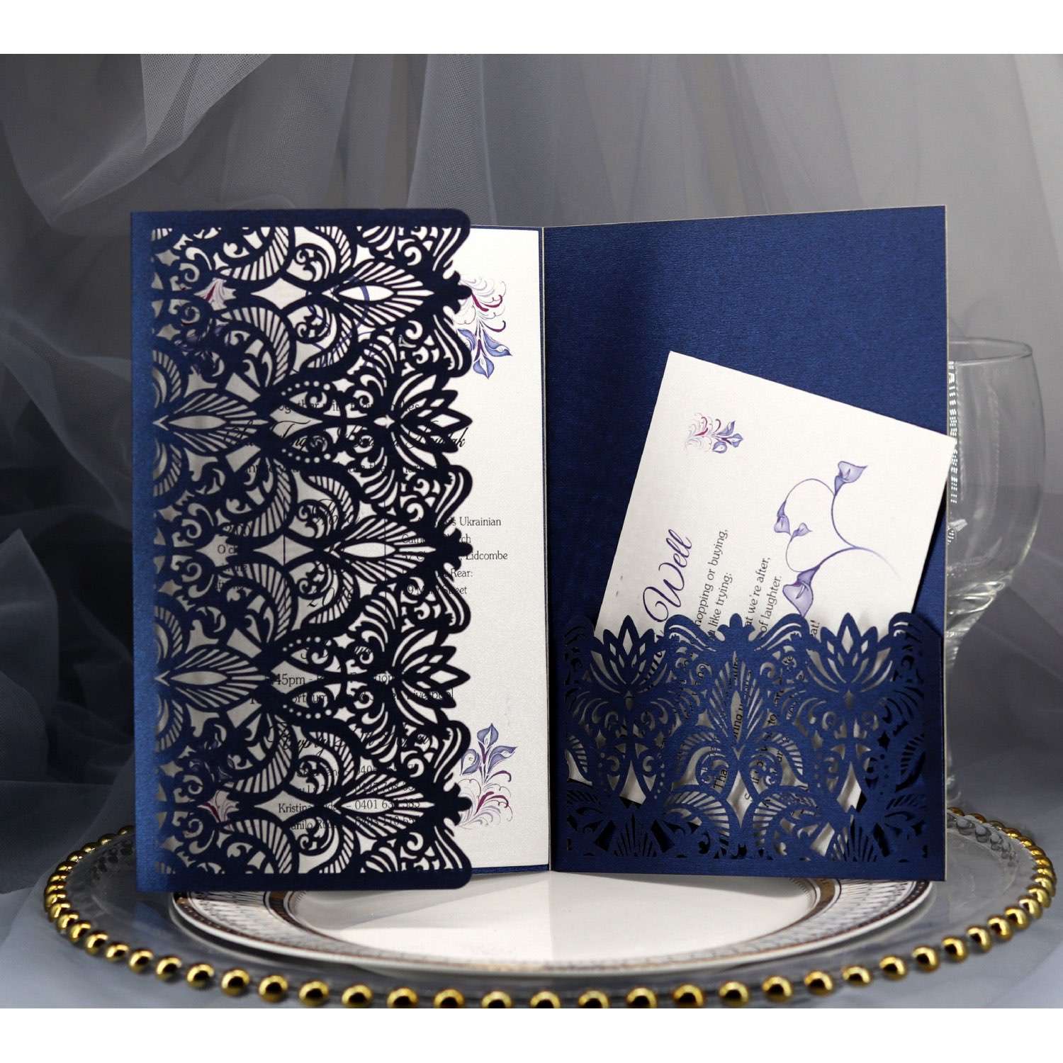 Elegant Invitation Business Invitation Laser Cut Iridescent Paper European Style